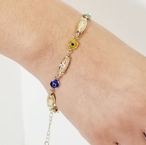 Guadalupe/Evil Eye Bracelet. 14K Gold Plated. New